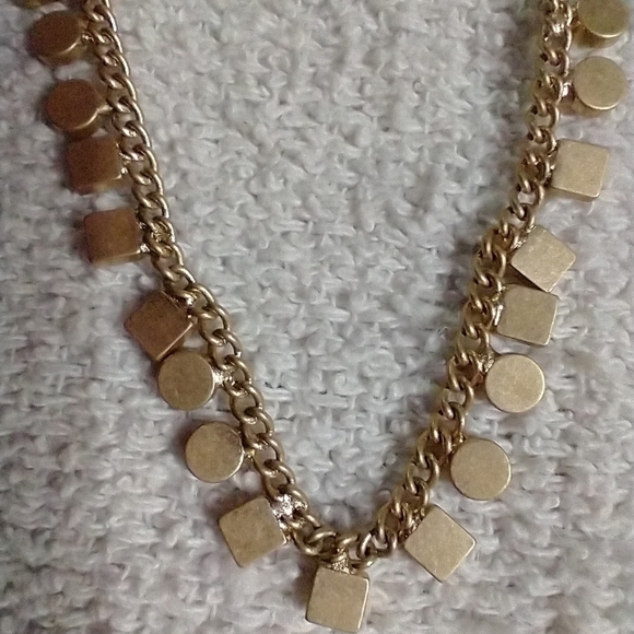 Goldtone round square charms chain necklace - Picture 2 of 6